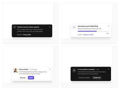 Toast notifications — Untitled UI alert notification product design toast ui design ui kit user interface