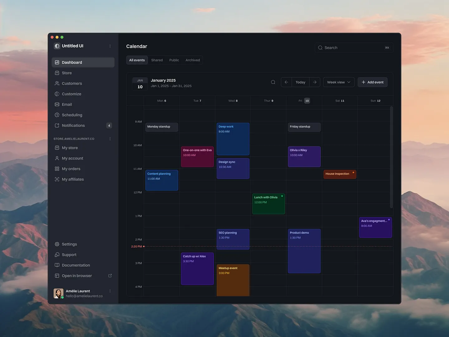 Modern Calendar View Design for Enhanced Productivity