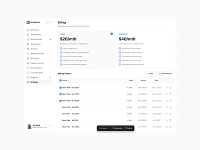 Billing settings — Untitled UI billing navigation pricing pricing cards product design settings ui design user interface