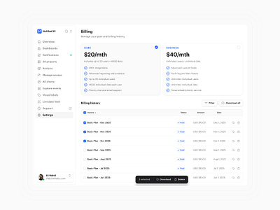 Billing settings — Untitled UI billing navigation pricing pricing cards product design settings ui design user interface