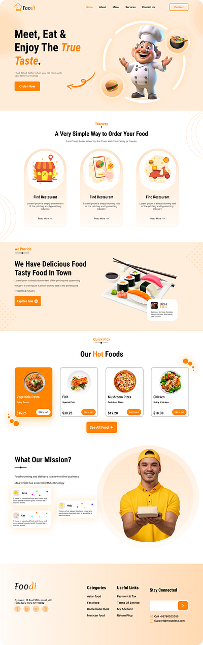 Food Delivery Landing page UI Design animation branding design graphic design illustration logo typography ui ux web