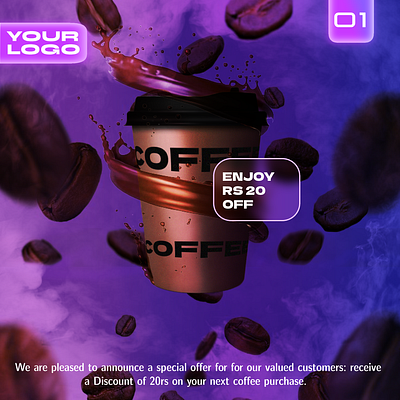 COFFEE ADVERTISEMENT 3d advertisement branding design graphic design illustration logo typography ui ux vector