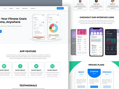 "Fitness Tracker App Landing Page: Modern UI Design" appfeatures appshowcase cleandesign colorpalette fitnessapp fitnesstracker flatdesign interactivelayout landingpagedesign minimaldesign mobileappdesign mobilefirstdesign moderninterface pricing ection responsivedesign testimonialssection typography uiuxdesign userinterface webdesign