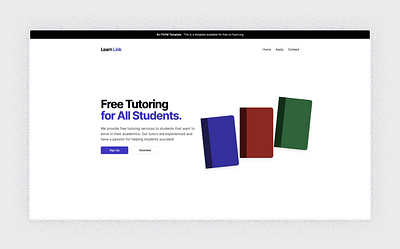 Learn Link Landing - An FOYM Template blue books branding design green landing red section students template tutoring ui