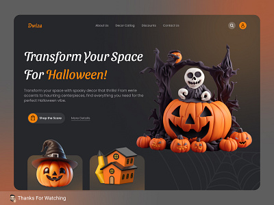 Dwiza: Halloween Decor to Die For dark theme graphic design helloween helloweendecore landing pafe ui website