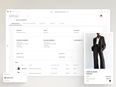 B2B Commerce - order detail b2b commerce b2b saas builk order complex saas e commerce fashion buying markeplace minimal ui ux