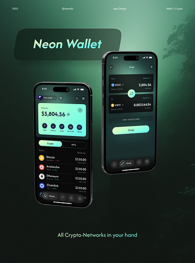 Neon Wallet web3 crypto mobile APP app bitcoin crypto etherium mobile design ui ux web3