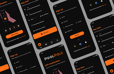 PoolPals- A Carpooling app application design figma mobile app ui ux