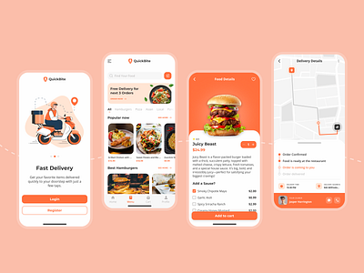 Delivery App app delivery design food illustration mobile ui ux