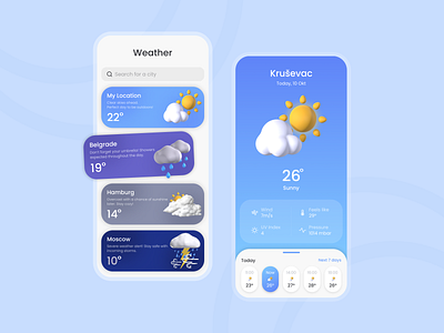 Weather App app design illustration mobile ui ux weather