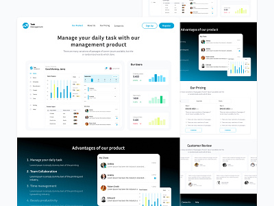 Task Management Product Landing Page landing page task management product ui ux visual