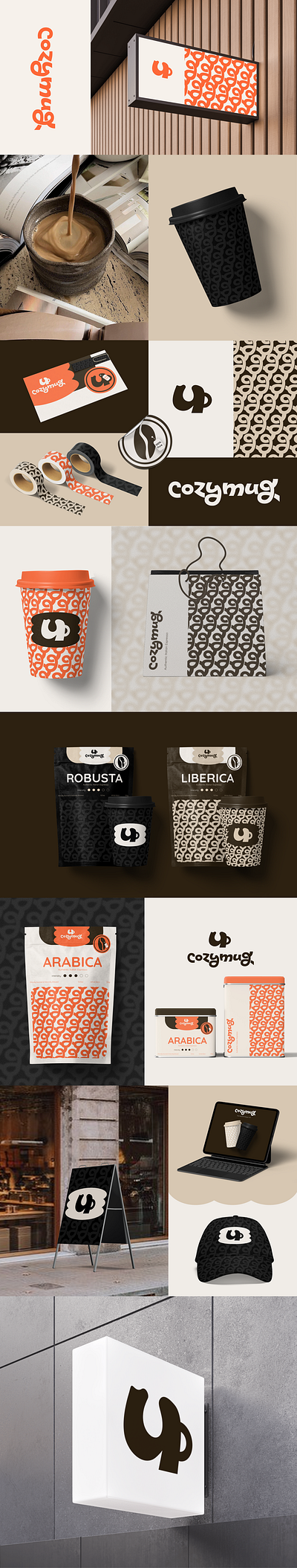 Cozy Mug Brand Identity & Packaging art brand identity branding coffee coffee branding cozy creative design design studio fun graphic design logo logo design minimalist mug packaging pattern studio visual design