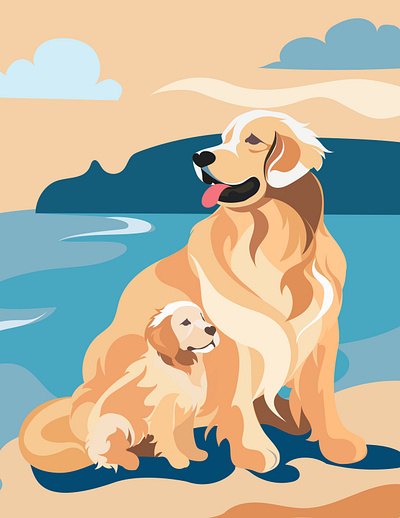 Golden retriever golden goldenretriever illustration vector vectorart