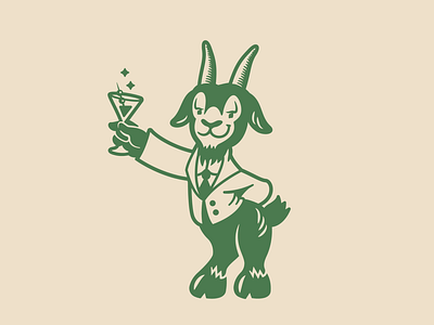 Crooked Capra concept 1 branding club cocktail goat illustration lettering lockup logo logo system mascot