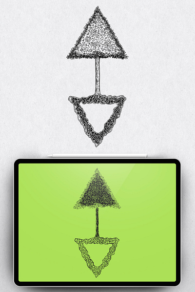 Tree. Triangle version. garden illustration leaf plant print sketch tree vector