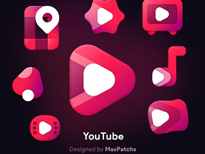 YouTube Concept Redesign app concept design glyph google icon iconpack icons location logo map music preview promo redesign show ui vector video youtube