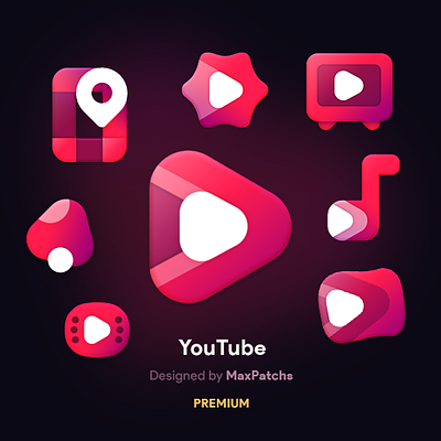 YouTube Concept Redesign app concept design glyph google icon iconpack icons location logo map music preview promo redesign show ui vector video youtube