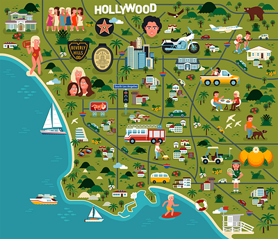 Adweek LA map adweek editorial hollywood illustration los angeles map