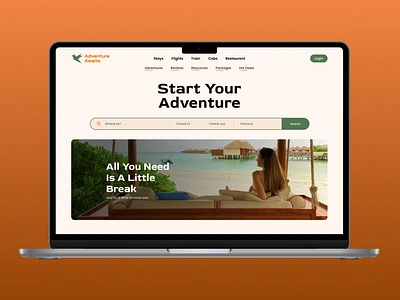 Adventure Awaits - Travel Web & App adventure airbnb app app design graphic design hot deals hotel italian logo packages pizza restaurant sports staycation travel ui ui design ux website website design