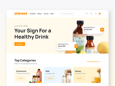 Citrust | Healthy Products Homepage e commerce homepage online shop product design ui ui design ux ux design ux research ux writing web commerce