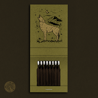 El Coyote animals cactus coyote desert graphic design illustration matchbox matches mountain nature packaging stars wolf