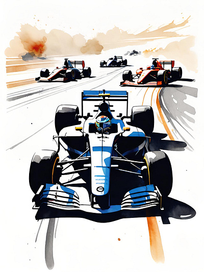 Let's race! car cars formula 1 formula one illustration race race car racing watercolor