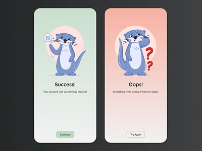 Daily UI Challenge #011 - Flash Message dailyui dailyui11 dailyuichallenge error message flash flash eror message flash message otters otyters splash screen success message ui design