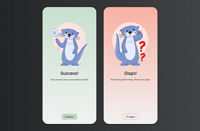 Daily UI Challenge #011 - Flash Message dailyui dailyui11 dailyuichallenge error message flash flash eror message flash message otters otyters splash screen success message ui design