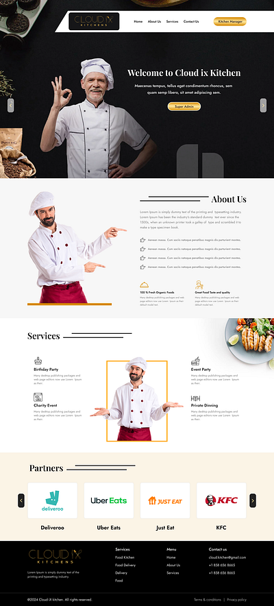 Cloud Kitchens Food Delivery Landing Page branding delivery food graphic design kitchen landing page ui