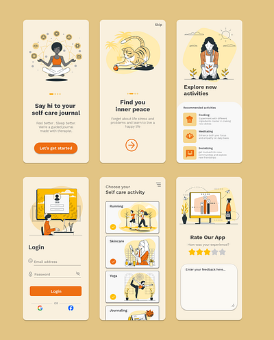 Self care application beginnerdesign easydesign minimalui selfcare selfcareapp simpleapp ui uidesign webdesign yogaapp