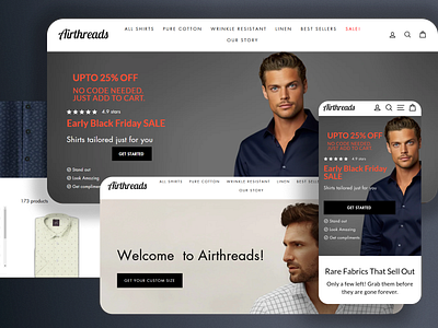 Airthreads Ecommerce website shots ui