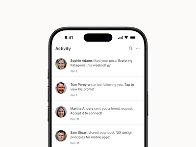 Daily UI #047 - Activity feed activity activityfeed app challenge clean comment daily dailyui dailyui047 dailyui47 design feed interface mention tag ui ux