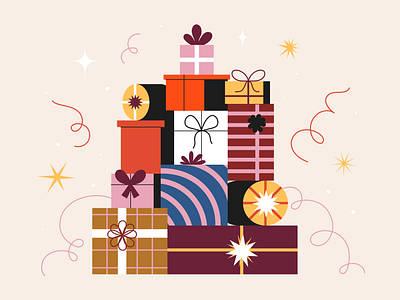 Happy new year! branding christmas design flat gifts graphic design happy illustration new year uiux web