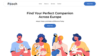 header for landing page adoption animals animal rescue illustration landing page ui vecto walpapper