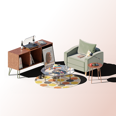 Furniture 3D Illustration - 3 3d 3d icon 3d illustration app branding design figma illustration landing page living room room ui