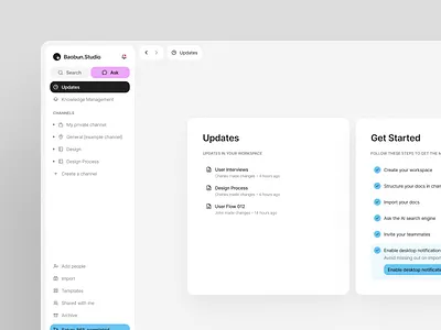 Concept Design - Slite Web App app design branding card card design clean concept design design light mode light theme minimal minimalist navbar sidebar slite ui ux web web app web design website design