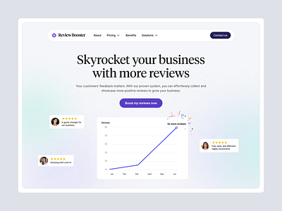 Review Booster - Hero Design design inspiration hero design hero section landing page design reviews ui ui design ui ux web design web ui