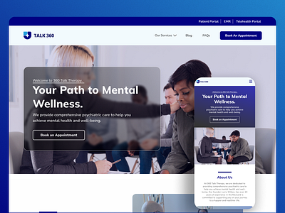 Talk 360 Psychiatry Clinic Website Homepage ui