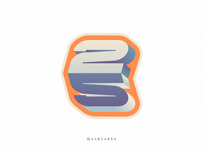 44B24#34 2025 25 arrow gradient illustration logo number racing retro sport sticker type typography vintage