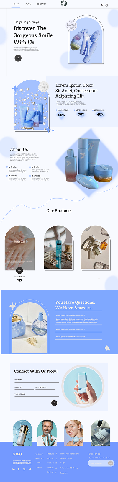 BLUE SKINCARE PRODUCTS WEBSITE aesthetic aesthetic product blue blue skincare blue skincare products brand design facewash cream serum mask toner product product website products skincare ui uidesign