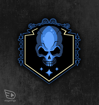 Skull shield badge chipdavid dogwings drawing logo skull vector