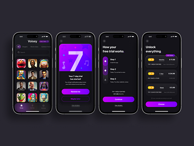 Voijoi - Voisey Celebrity Voice Changer app concept dark theme minimal design mobile app mobile app design mobile ui modern ui product design ui ui design user interface ux design uxui visual design