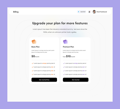 Choose Plan billing figma ui uiux