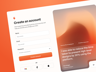 Create Account | Log In Sign In Screen Web Design account create account landing page light mode log in login login screen new account orange register screen sign in sign up sign up form sign up screen sign up ui ui design web design webdesign website