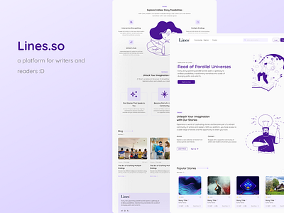 ✒️Lines.so : writers & readers website design figma novel read reading shop story ui ux web writer writigns writing