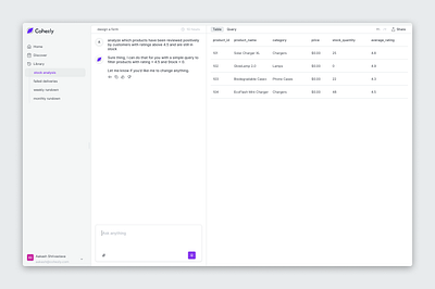 AI query writer - Cohezly ui