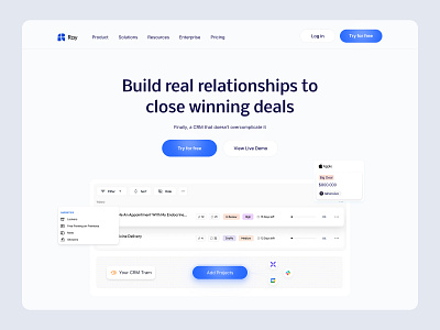 Ray Next generation CRM b2b business tools clean clean ui crm website design landing page product responsive desdign saas saas design uiux web app website website design
