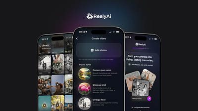 AI Generated Videos - Reely AI App ai app design generate iphone mockup memories midjourney mobile app photo ui video