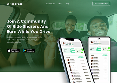 Road Padi Mobility App Website Homepage ui