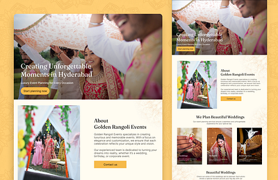 Golden Rangoli Events – Wedding & Event Planning website Design beautiful web designs branding clean website design event management website event planner website landing page landing page design luxury event planner minimal website design wedding agency design wedding planner website wedding website